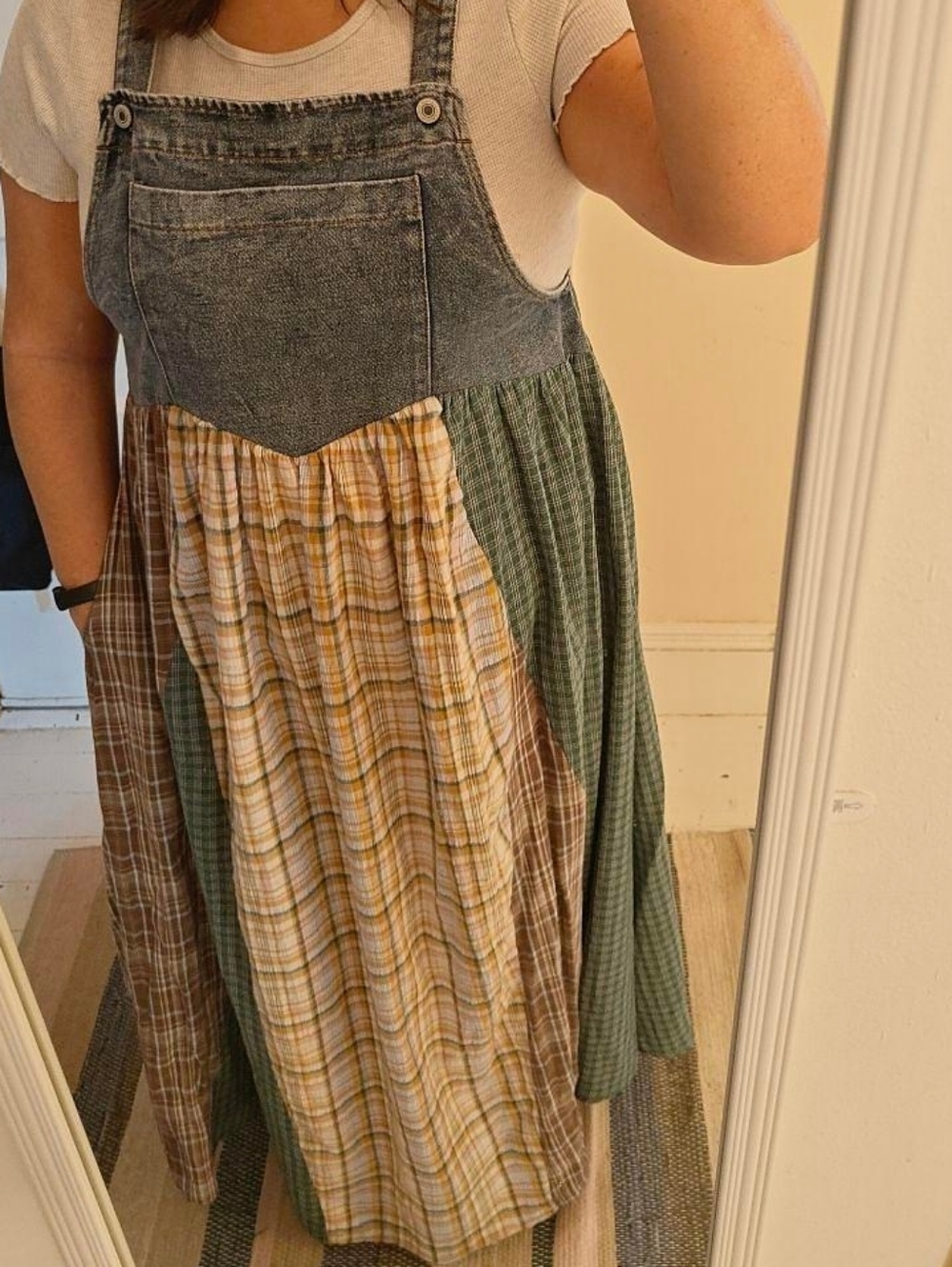 Patchwork Denim Overall Dress